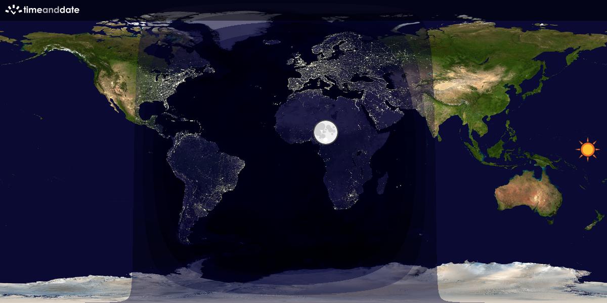 Verdenskart som viser dag og natt 