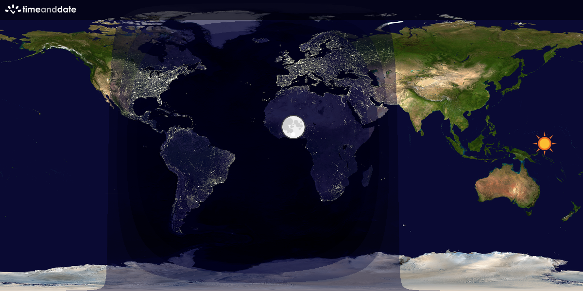 Verdenskart som viser dag og natt 