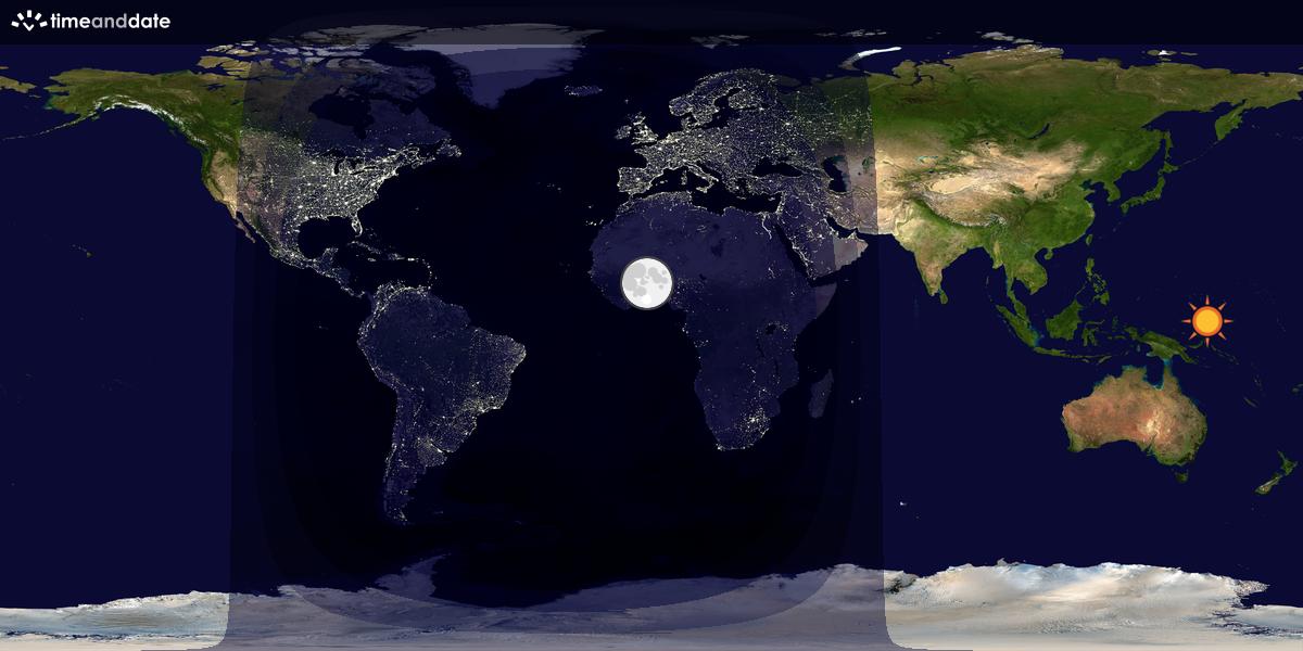 Verdenskart som viser dag og natt 