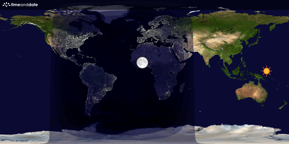 Verdenskart som viser dag og natt 