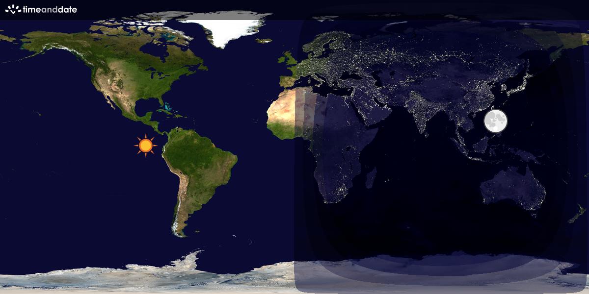 Verdenskart som viser dag og natt 