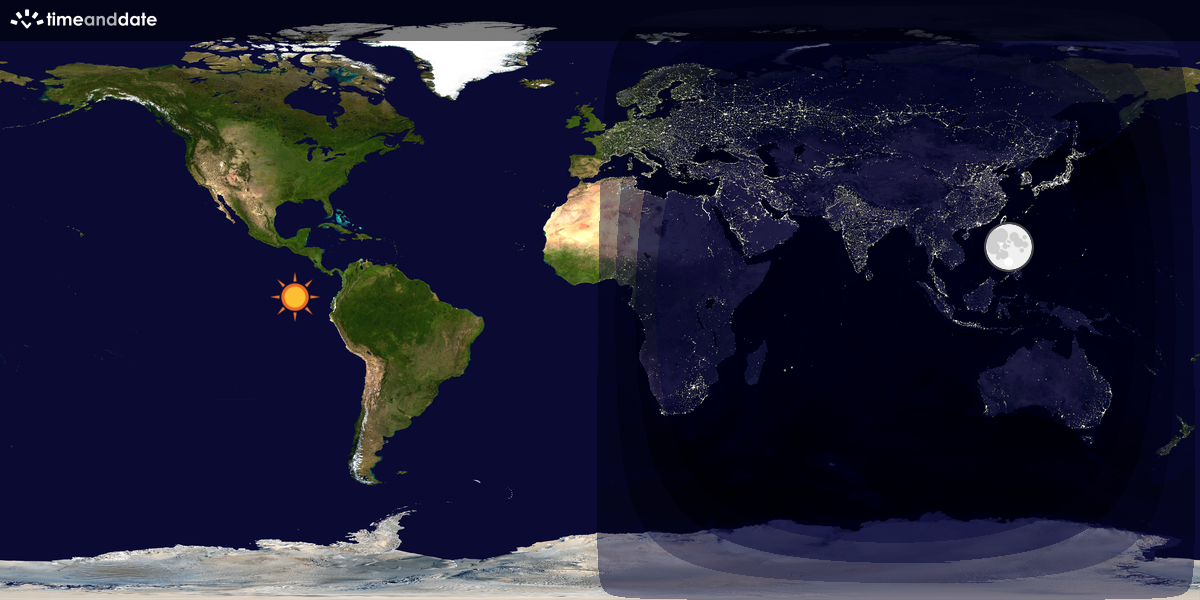Verdenskart som viser dag og natt 