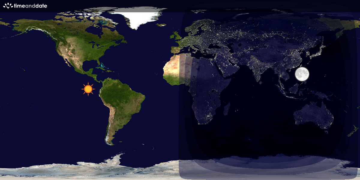 Verdenskart som viser dag og natt 