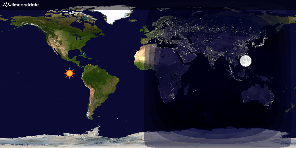 Verdenskart som viser dag og natt 