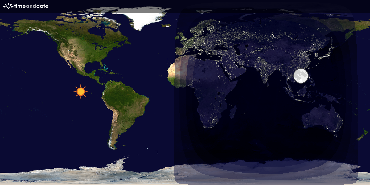 Verdenskart som viser dag og natt 