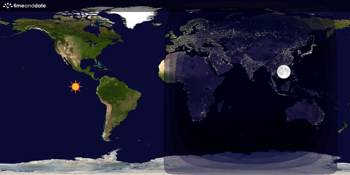 Verdenskart som viser dag og natt 