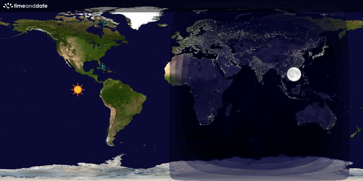 Verdenskart som viser dag og natt 