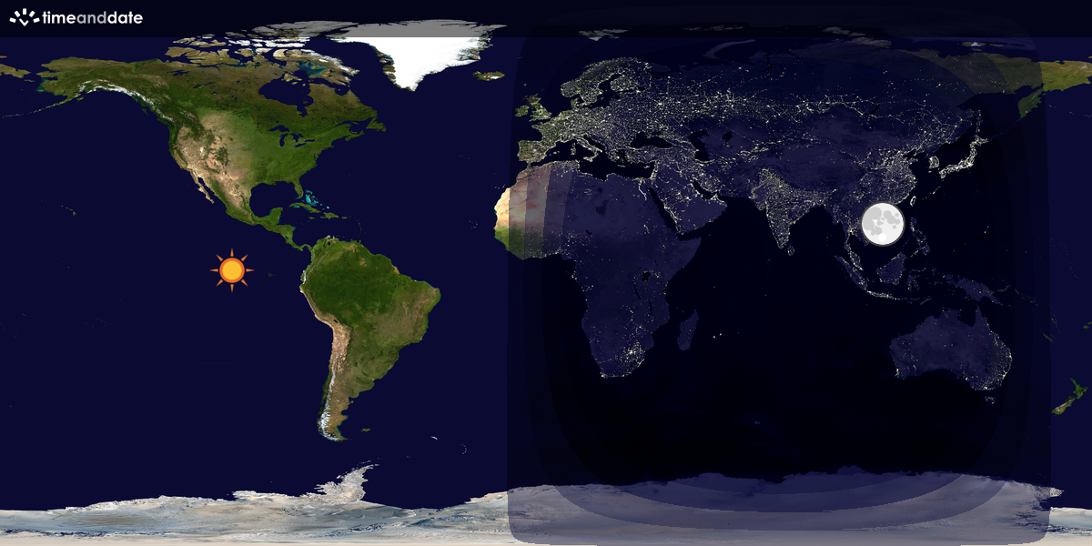 Verdenskart som viser dag og natt 
