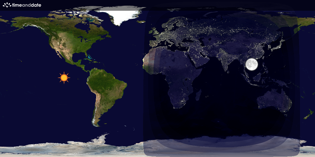 Verdenskart som viser dag og natt 