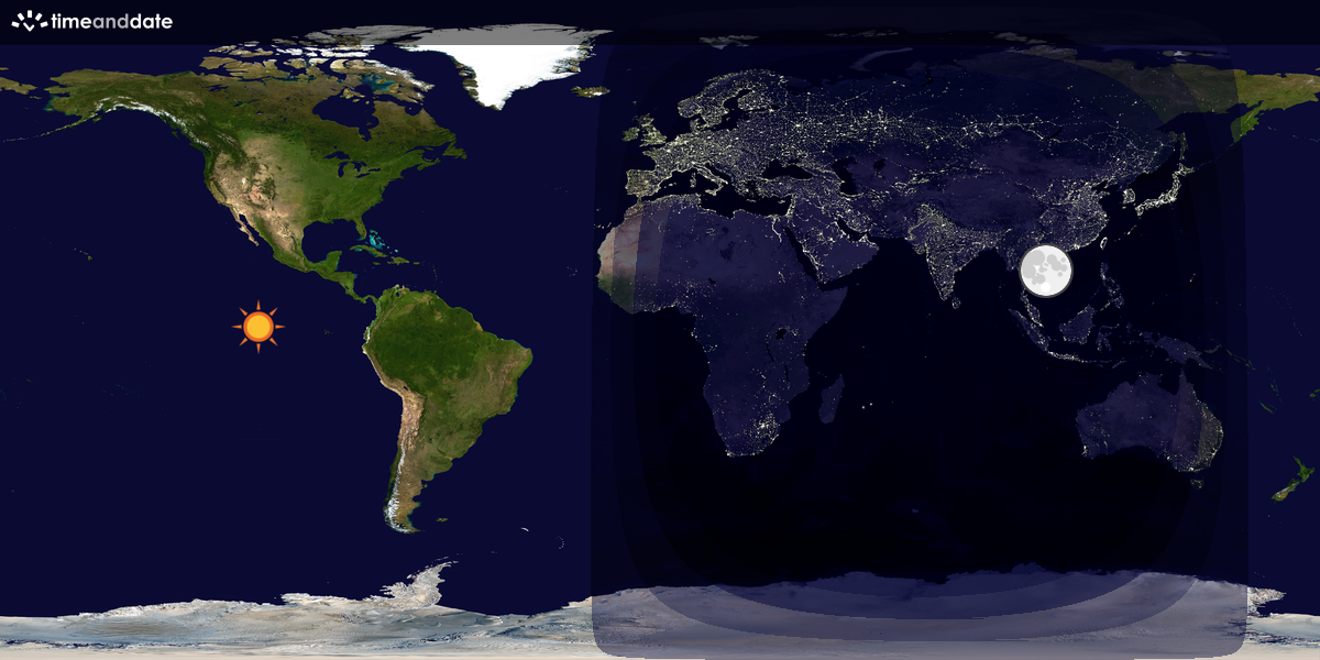 Verdenskart som viser dag og natt 