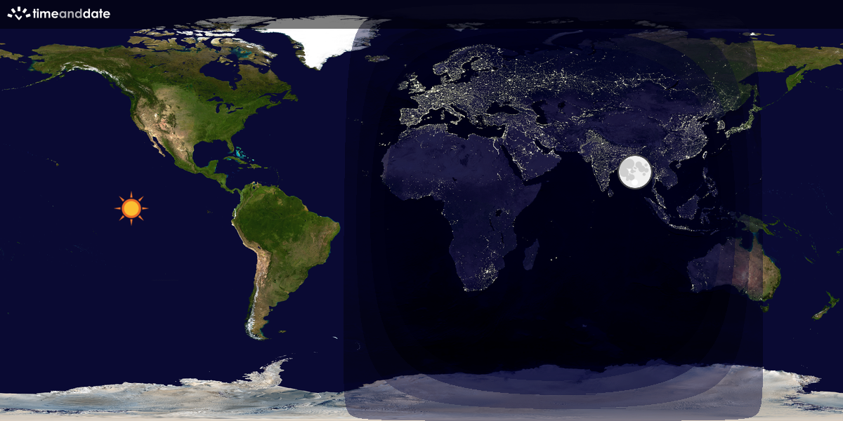 Verdenskart som viser dag og natt 