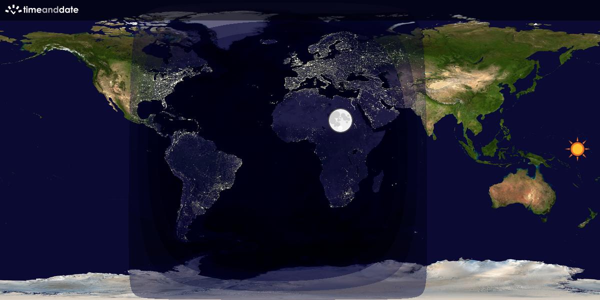 Verdenskart som viser dag og natt 