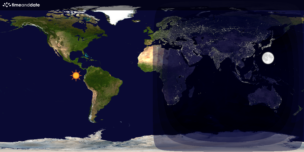 Verdenskart som viser dag og natt 