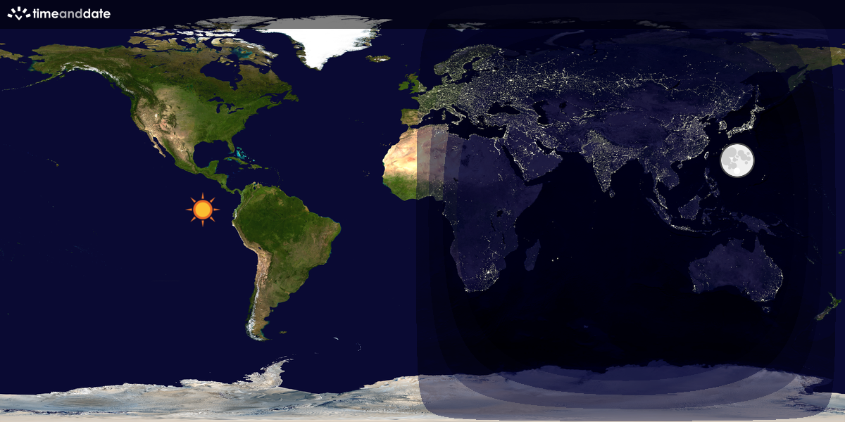 Verdenskart som viser dag og natt 