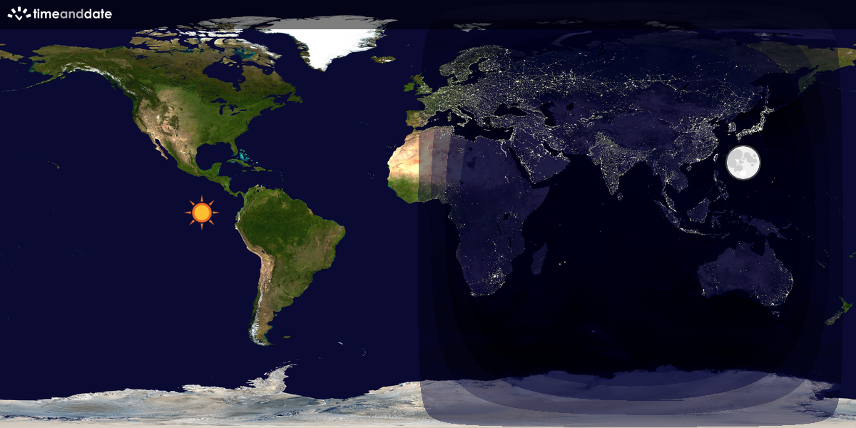 Verdenskart som viser dag og natt 