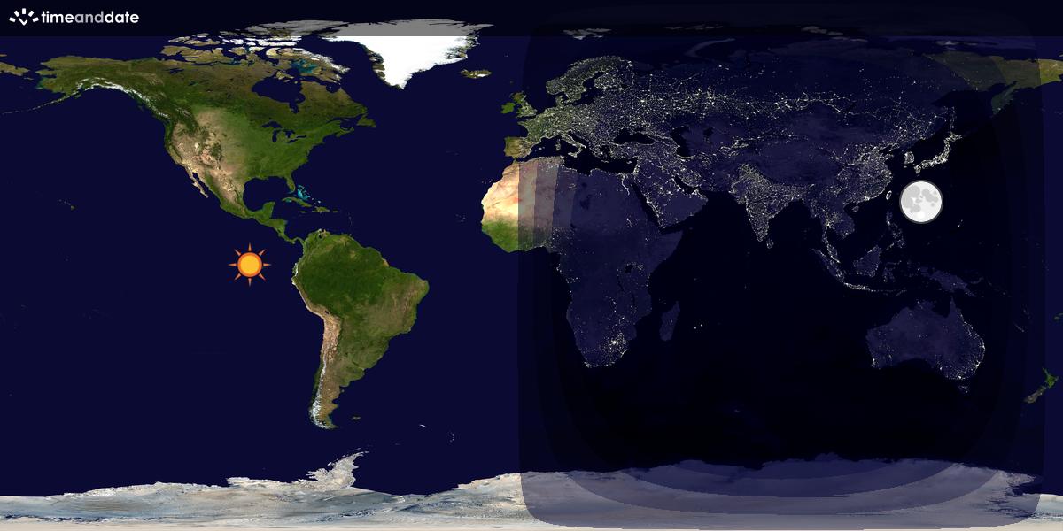 Verdenskart som viser dag og natt 