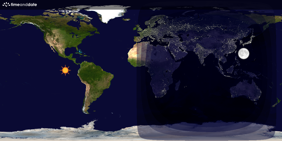 Verdenskart som viser dag og natt 
