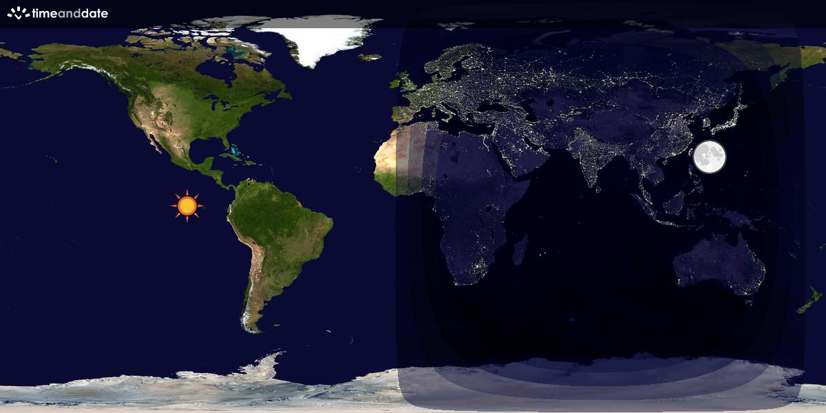 Verdenskart som viser dag og natt 