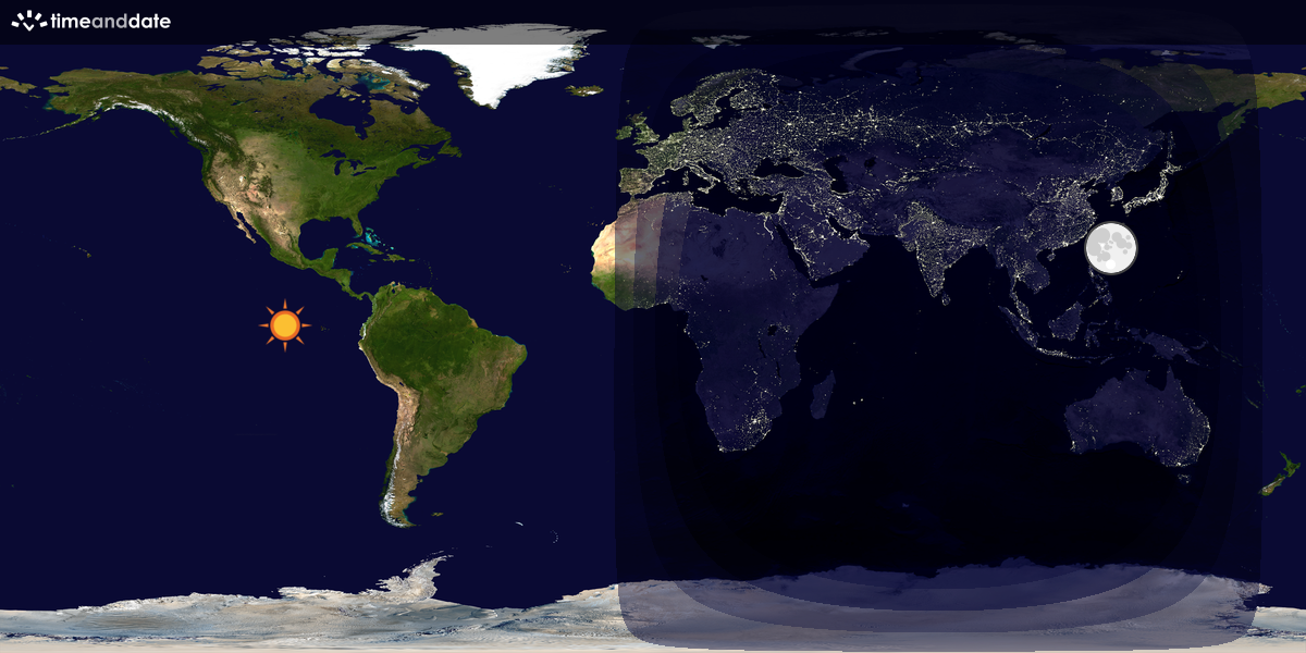 Verdenskart som viser dag og natt 