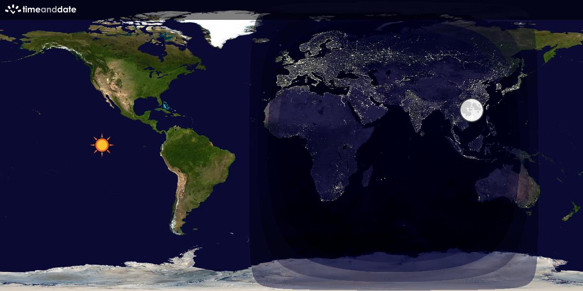Verdenskart som viser dag og natt 