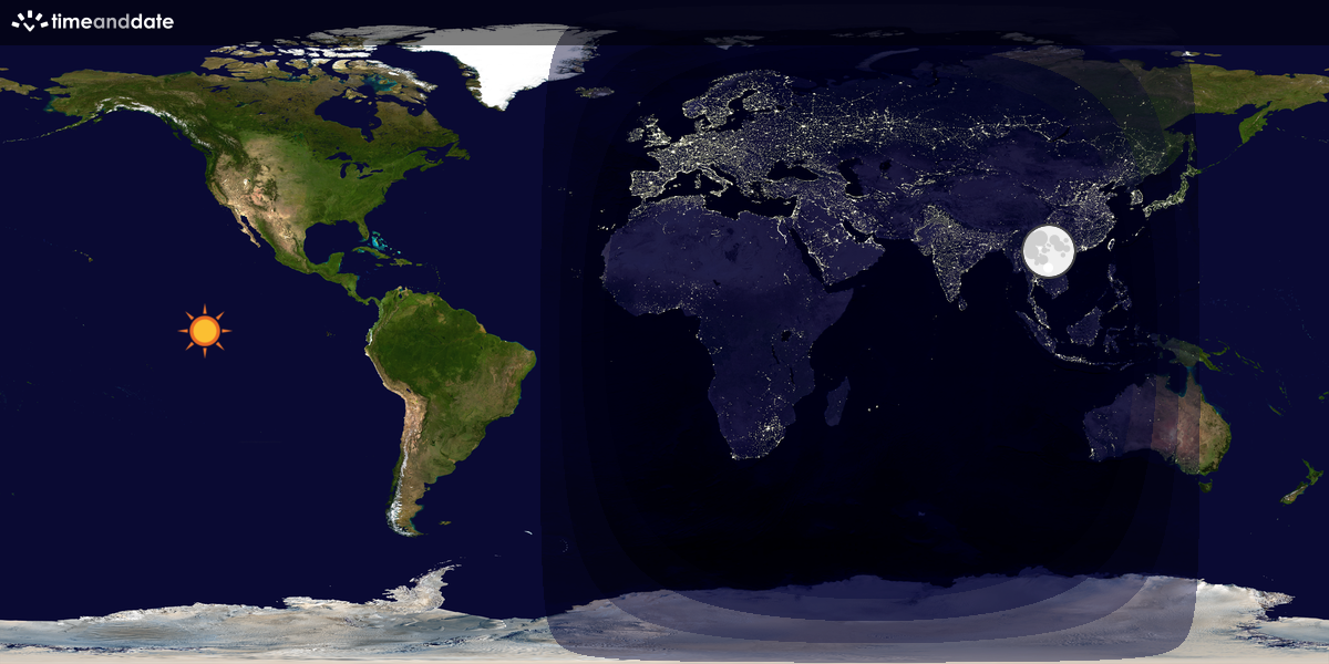 Verdenskart som viser dag og natt 