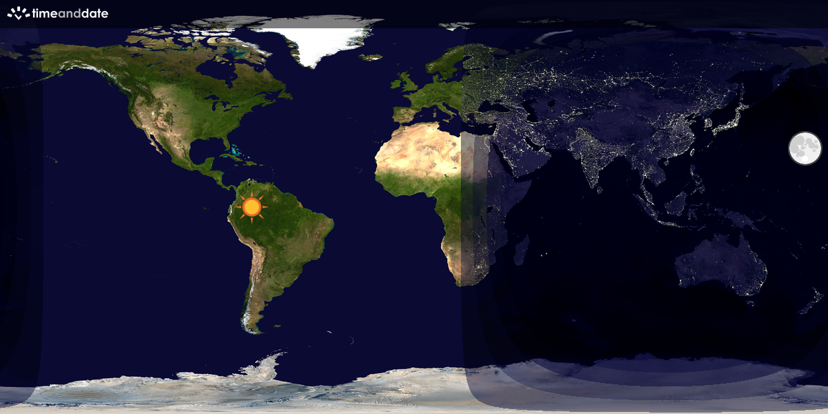 Verdenskart som viser dag og natt 