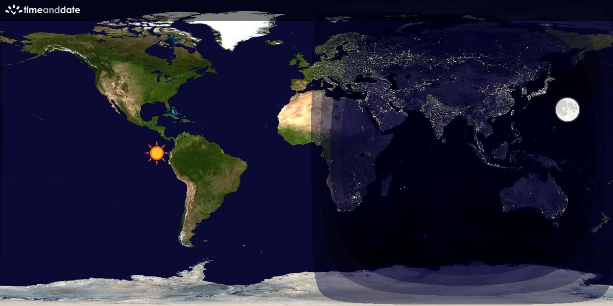 Verdenskart som viser dag og natt 