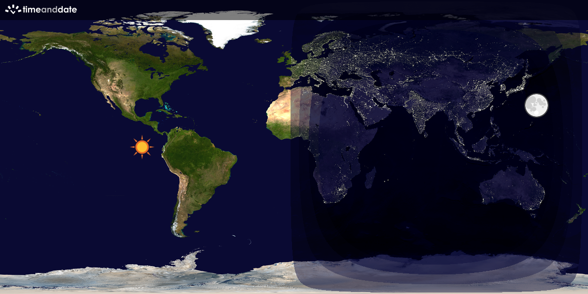 Verdenskart som viser dag og natt 