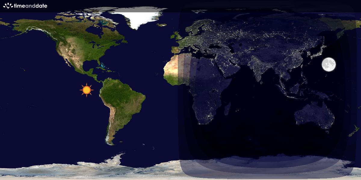 Verdenskart som viser dag og natt 