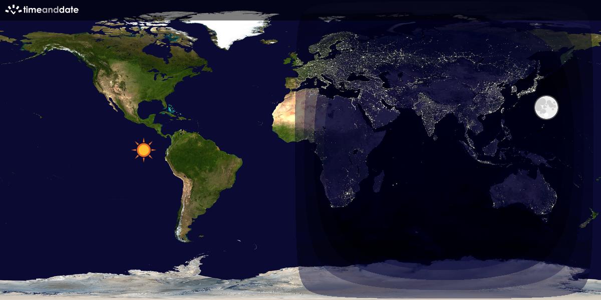 Verdenskart som viser dag og natt 