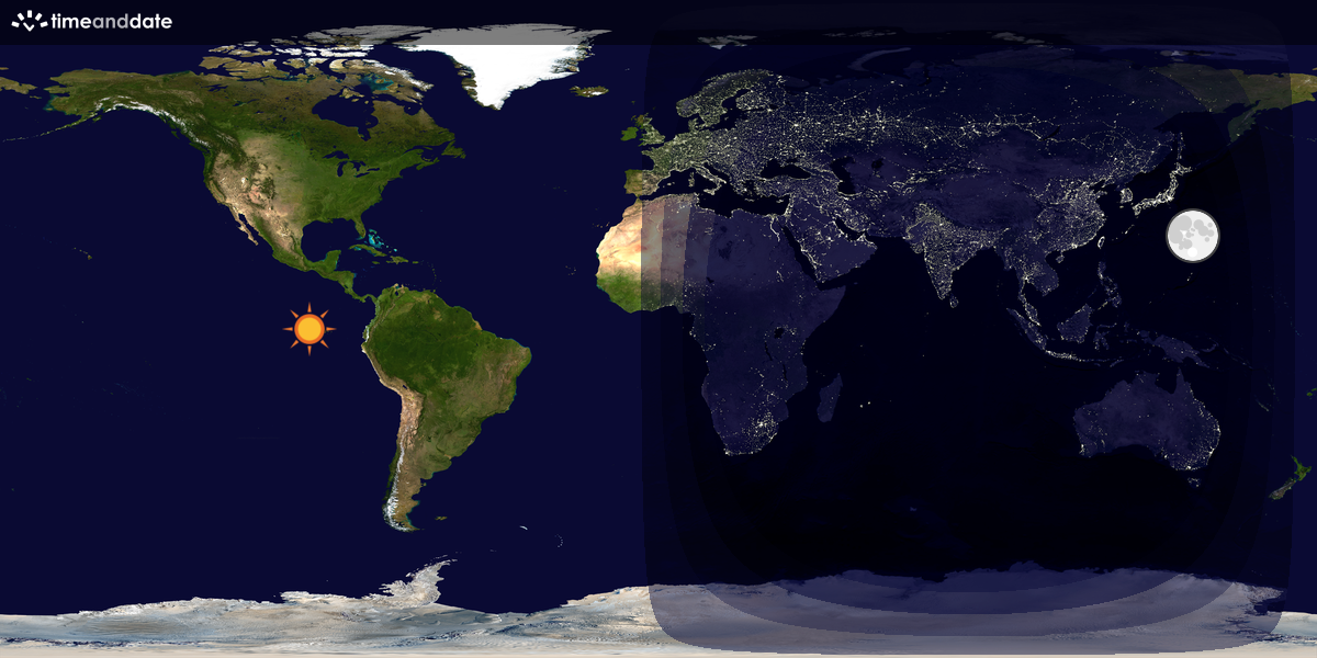 Verdenskart som viser dag og natt 