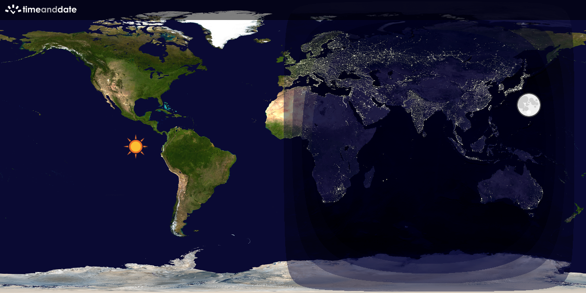 Verdenskart som viser dag og natt 