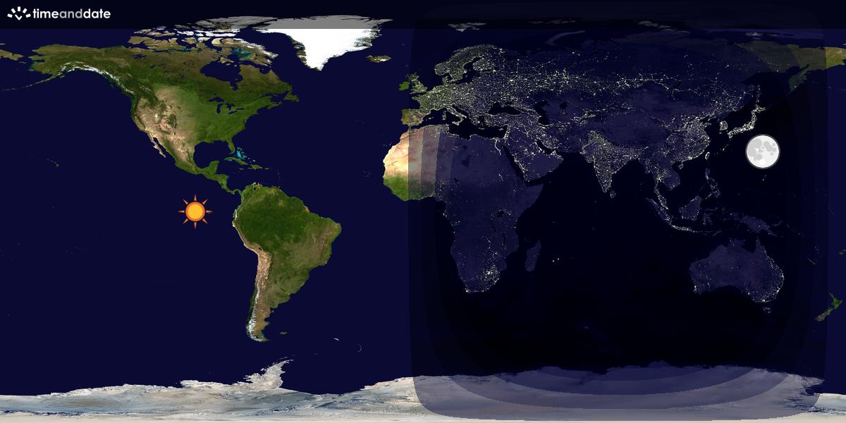 Verdenskart som viser dag og natt 