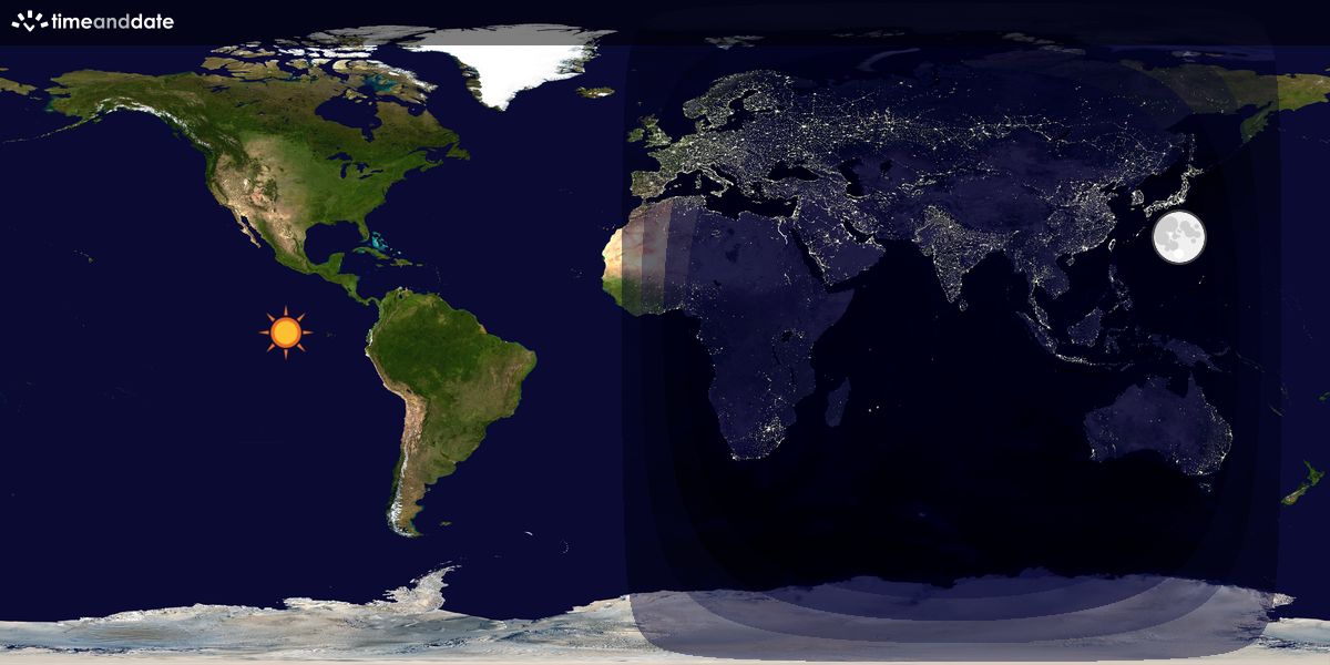 Verdenskart som viser dag og natt 
