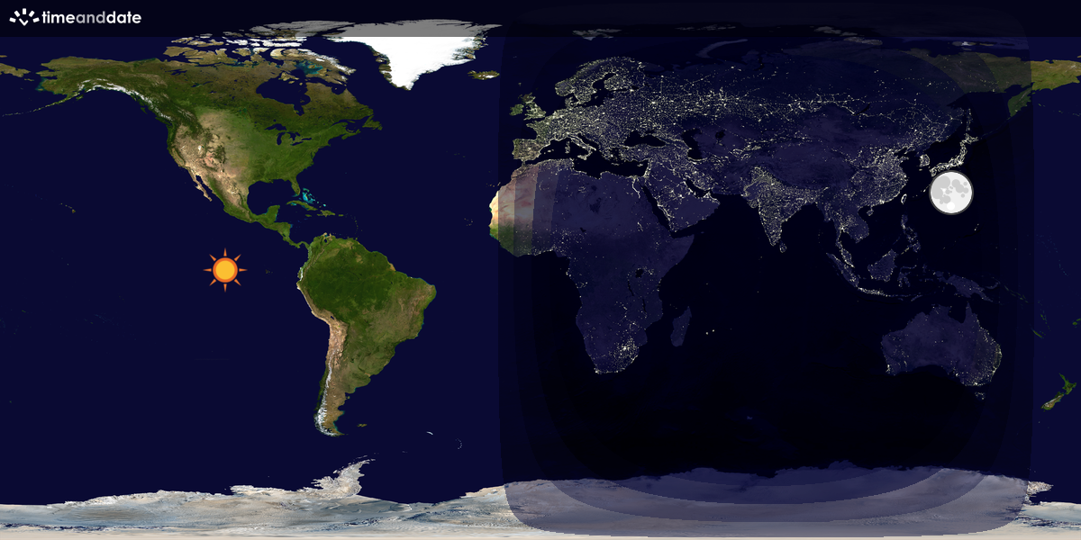 Verdenskart som viser dag og natt 