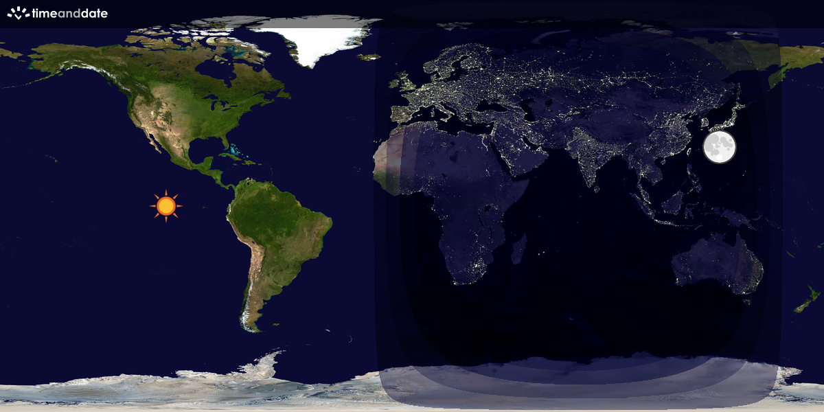 Verdenskart som viser dag og natt 