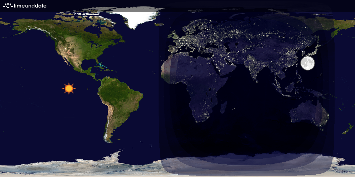 Verdenskart som viser dag og natt 