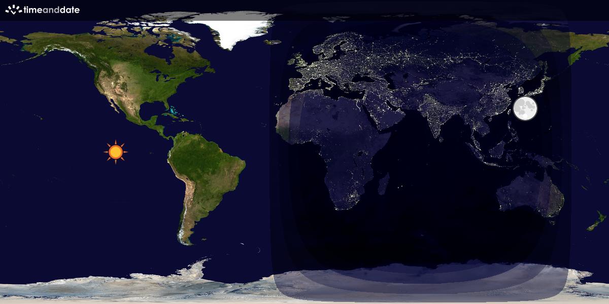 Verdenskart som viser dag og natt 
