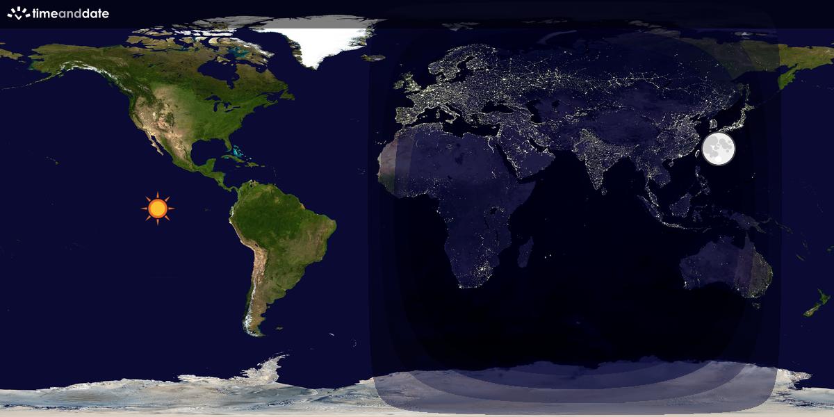 Verdenskart som viser dag og natt 