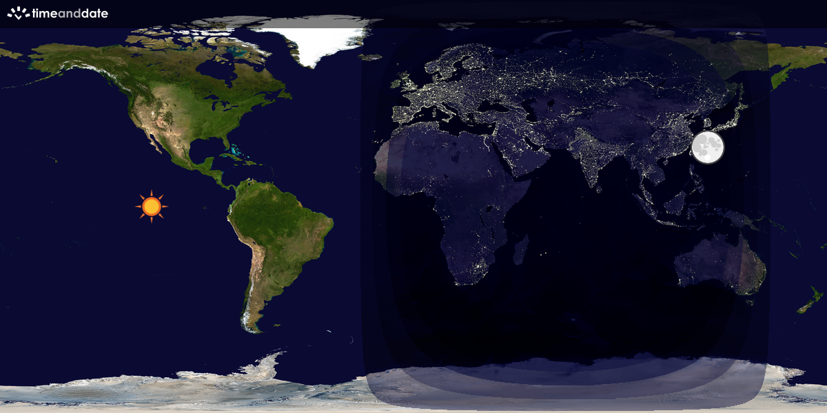 Verdenskart som viser dag og natt 
