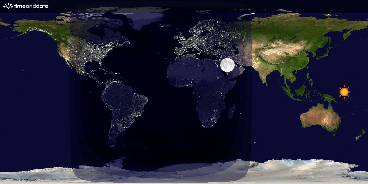 Verdenskart som viser dag og natt 