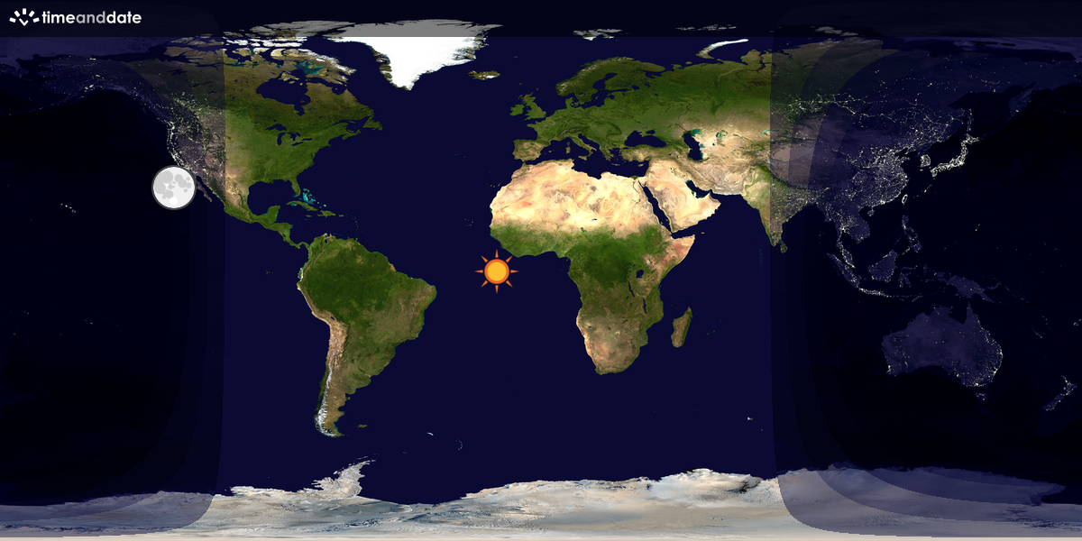 Verdenskart som viser dag og natt 