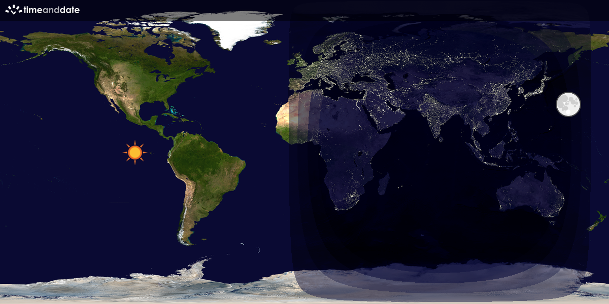 Verdenskart som viser dag og natt 