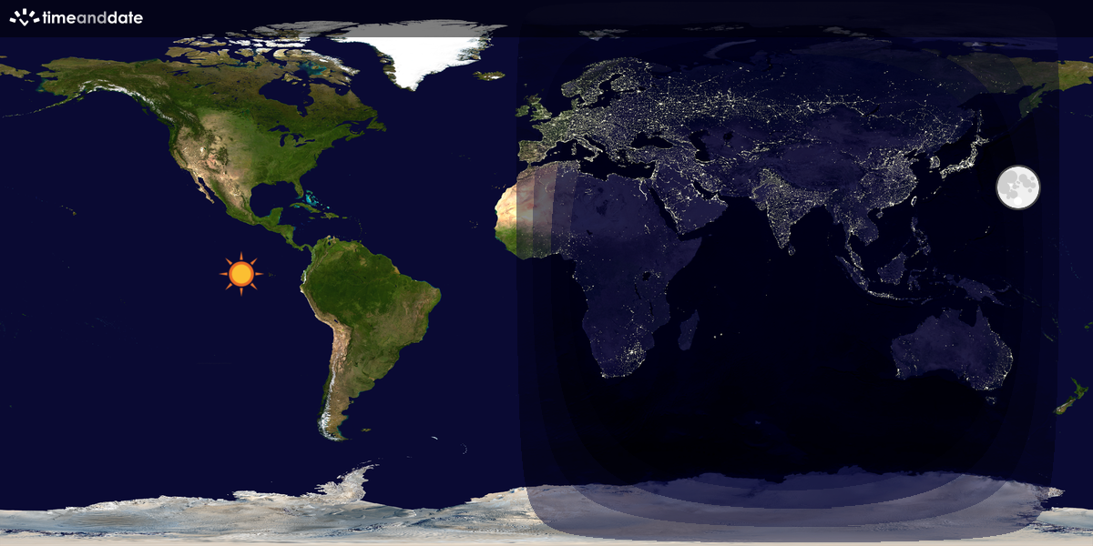 Verdenskart som viser dag og natt 