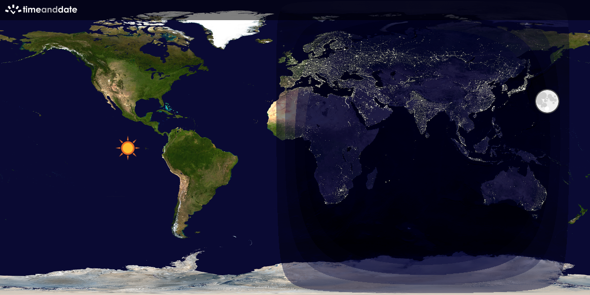 Verdenskart som viser dag og natt 