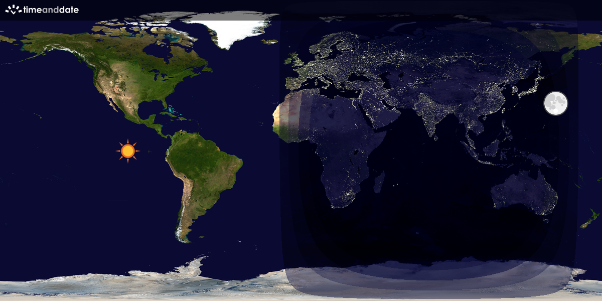 Verdenskart som viser dag og natt 