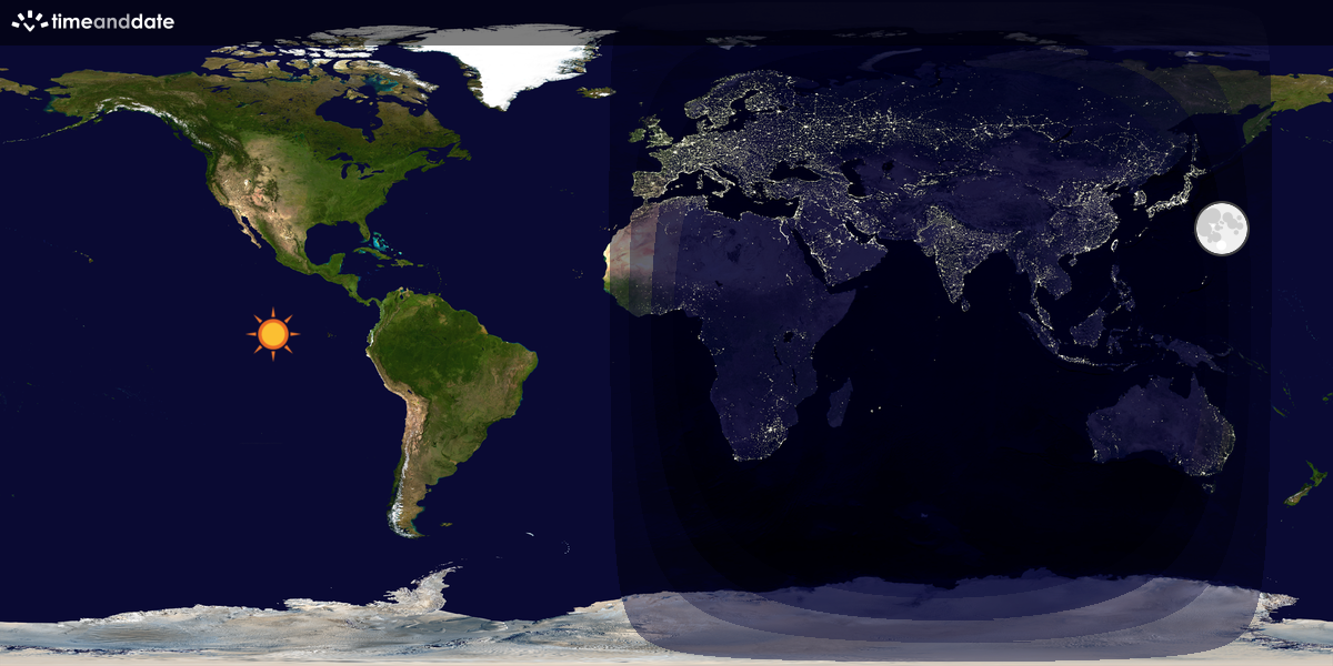 Verdenskart som viser dag og natt 
