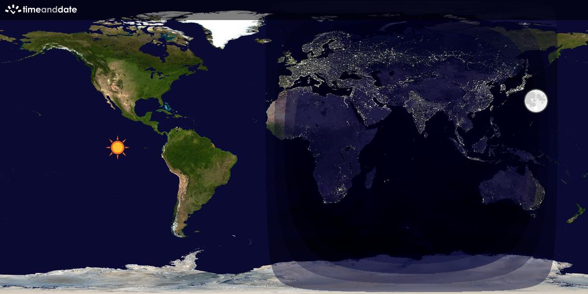 Verdenskart som viser dag og natt 