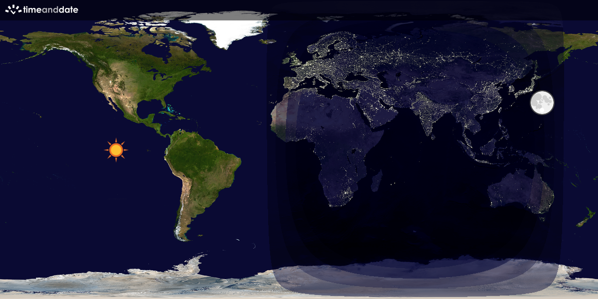 Verdenskart som viser dag og natt 