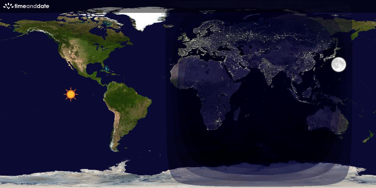 Verdenskart som viser dag og natt 